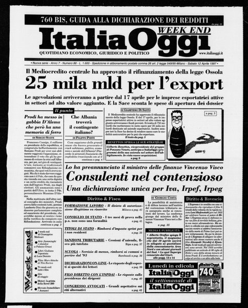 Italia oggi : quotidiano di economia finanza e politica